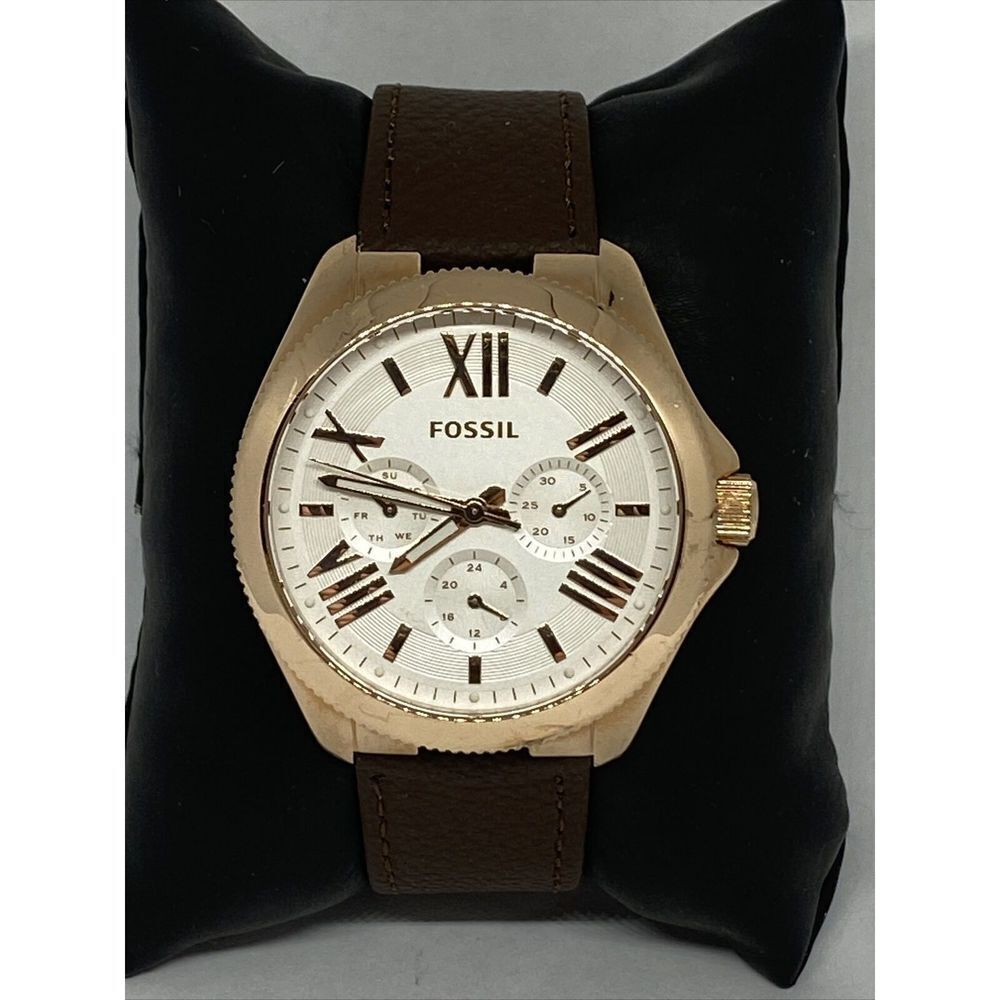 Fossil AM4622 Women's Brown Leather Analog White Dial Genuine Wrist Watch HK953